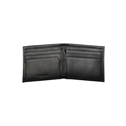Calvin Klein Black Polyester Men Wallet with RFID blocking, dual card compartments, showcasing sleek and stylish modern design for men.