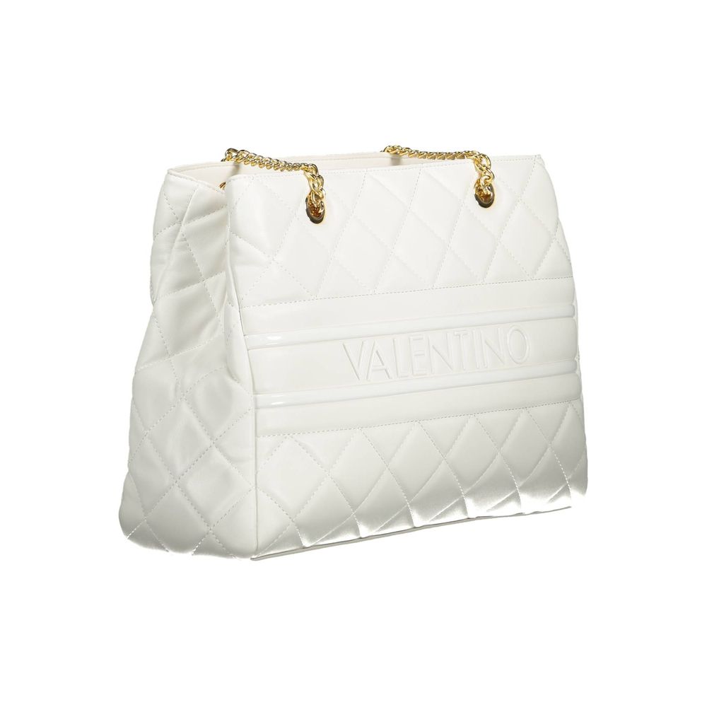 Mario Valentino White Polyethylene Women Handbag with elegant chain and quilted design.