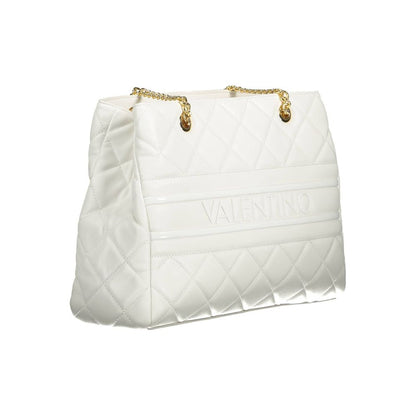 Mario Valentino White Polyethylene Women Handbag with elegant chain and quilted design.