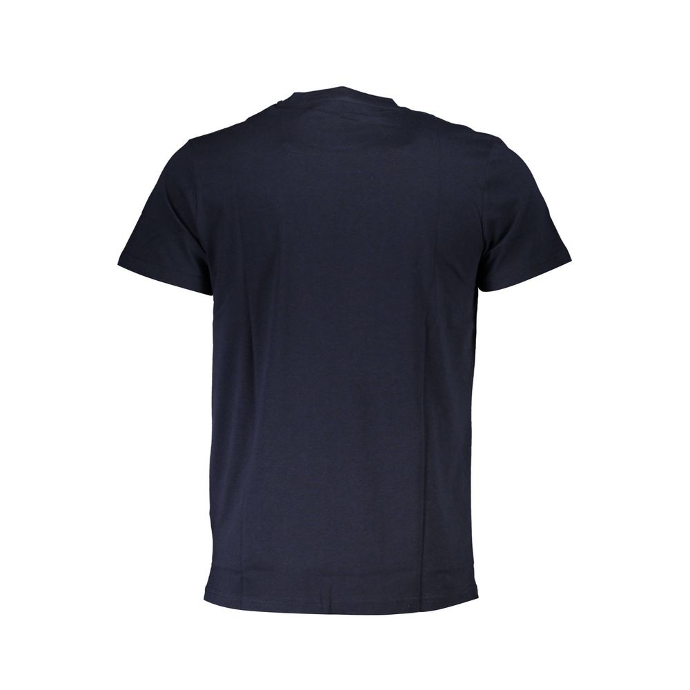 Back view of Cavalli Class Blue Cotton Men T-Shirt showcasing premium comfort and style.
