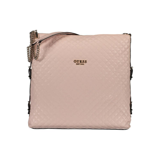 Guess Jeans Pink Polyethylene Women Handbag with chain handles and signature logo.