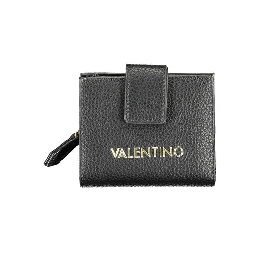 Mario Valentino Black Polyethylene Women Wallet with logo and zip coin purse.