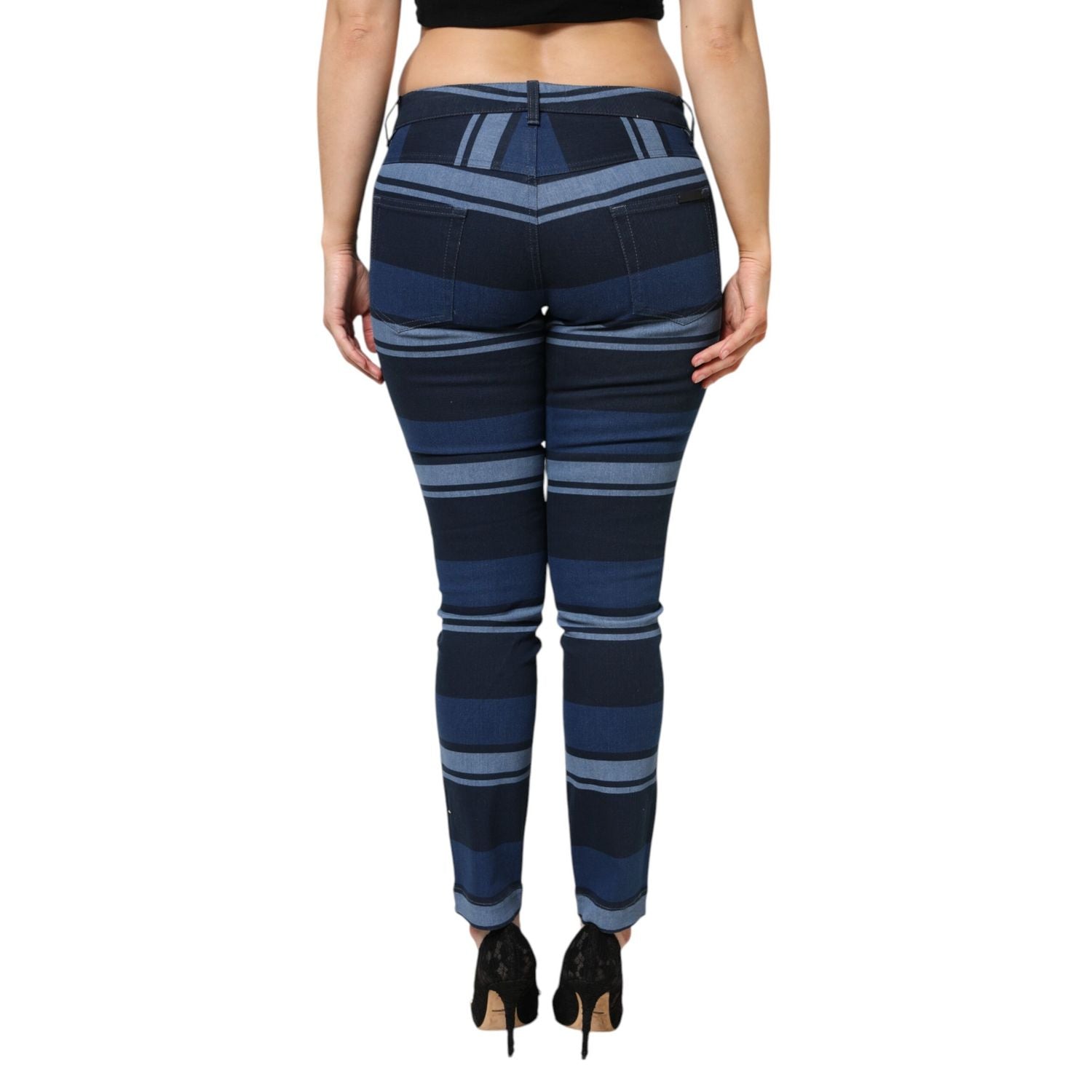 Dolce & Gabbana Blue Striped Cotton Stretch Denim Jeans