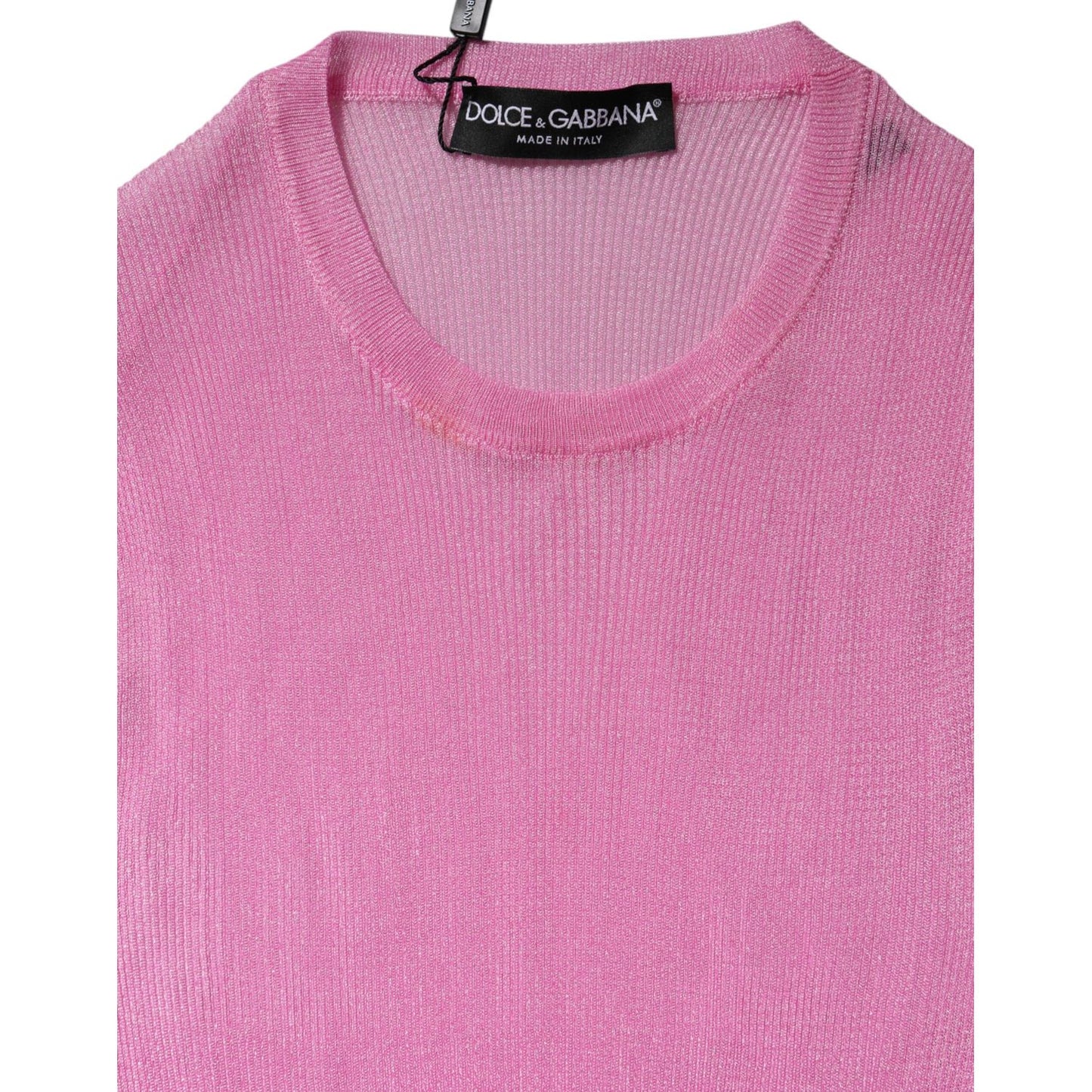 Dolce & Gabbana Pink Polyester Sleeveless Round Neck Tank Top