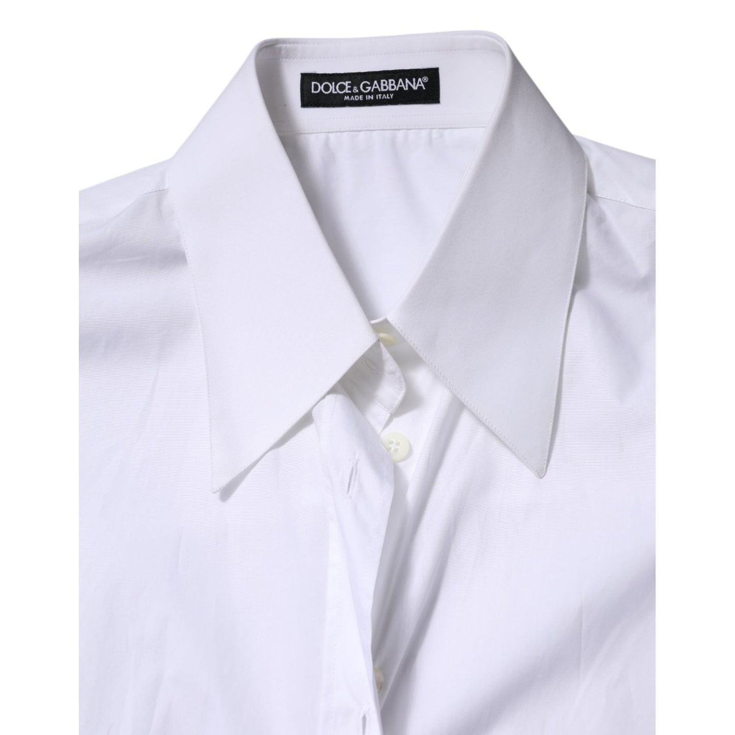 Dolce & Gabbana White Cotton Collared Shirt Long Sleeve Top
