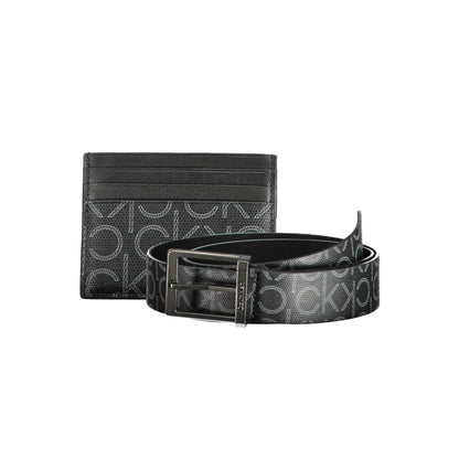 Calvin Klein Black Polyethylene Mens Wallet and belt set with iconic logo and modern design