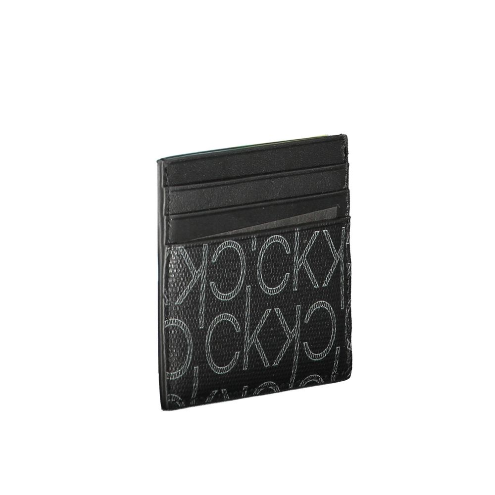 Calvin Klein Black Polyethylene Mens Wallet, sleek card holder with iconic logo, modern and sophisticated design.
