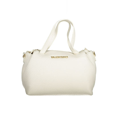 Mario Valentino White Polyethylene Handbag with handles, adjustable strap, zip closure, and logo.