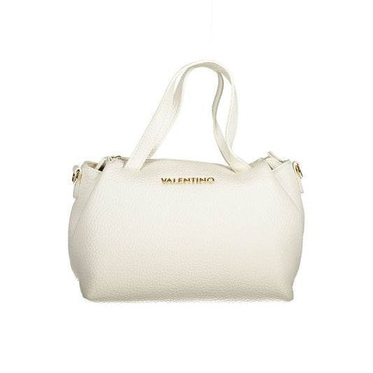 Mario Valentino White Polyethylene Handbag with handles, adjustable strap, zip closure, and logo.