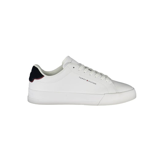 Tommy Hilfiger White Polyethylene Men Sneaker with blue accents, premium materials for comfort and style