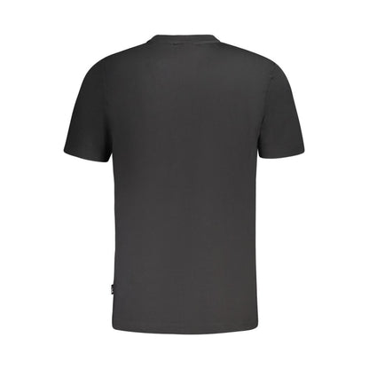 Back view of Fila Black Cotton Men T-Shirt with graphic print and logo, showcasing sleek design and premium cotton fabric.