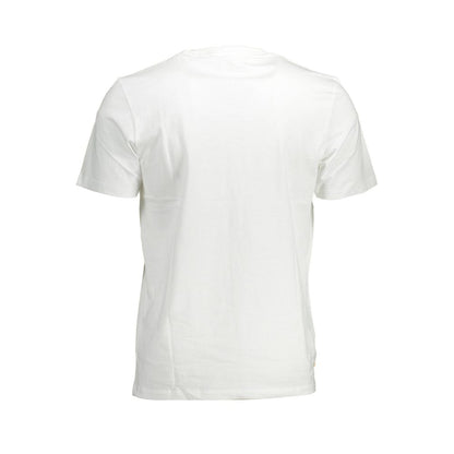 Back view of Timberland White Cotton Men T-Shirt, featuring a regular fit and crew neck design.