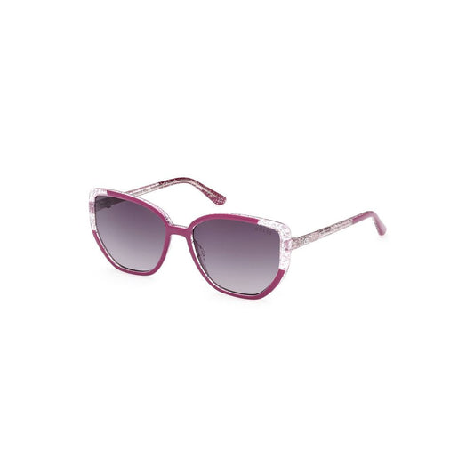 Alt Tag: Guess Jeans Purple Injected Women Sunglass with square lenses and vibrant purple hue, perfect for fashion-forward trendsetters.
