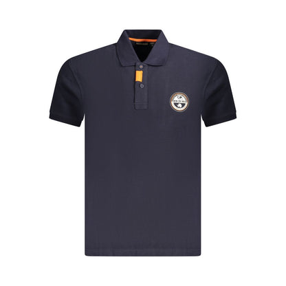 Napapijri Blue Cotton Men Polo Shirt with logo and contrasting details for modern casual style.