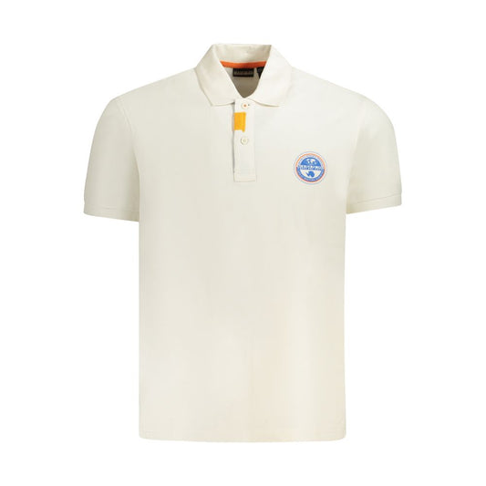 Napapijri White Cotton Men Polo Shirt with logo and contrasting details, perfect for casual style