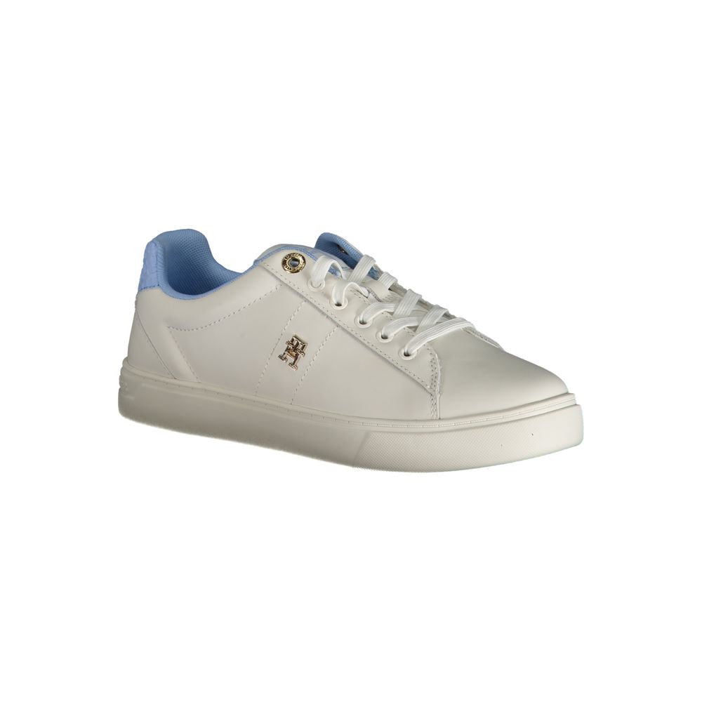 Tommy Hilfiger Light Blue Leather Women Sneaker with logo and lace-up design, perfect for casual and chic wear.