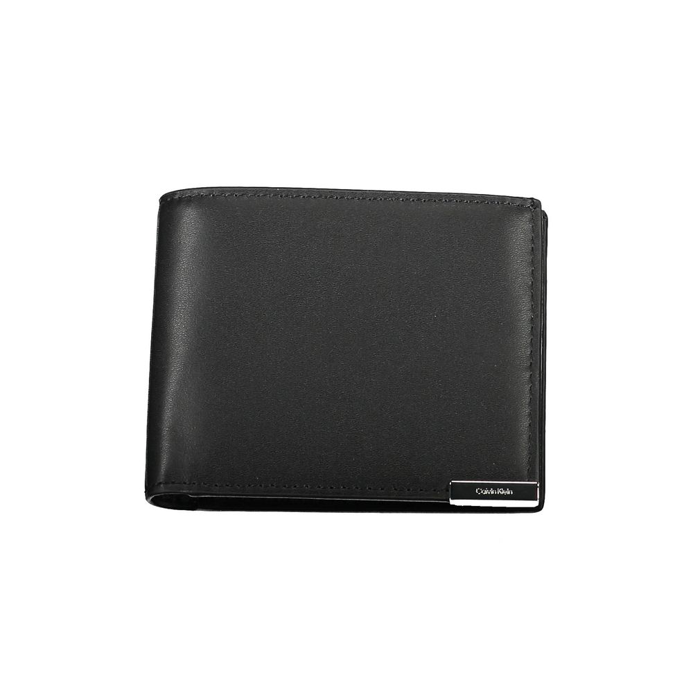 Calvin Klein Black Polyethylene Men Wallet with RFID blocking, dual compartments, and coin purse for style and security.