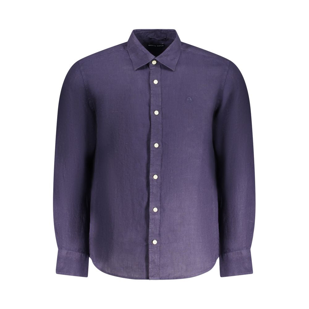 North Sails Blue Linen Men Shirt NO-38636-S