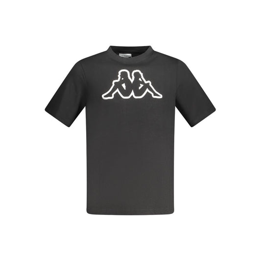 Kappa Black Cotton Men T-Shirt with iconic logo, regular fit crew neck for a sleek look, perfect for casual or lounge wear.