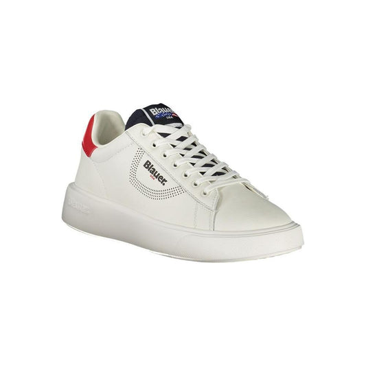 Blauer White Leather Men Sneaker