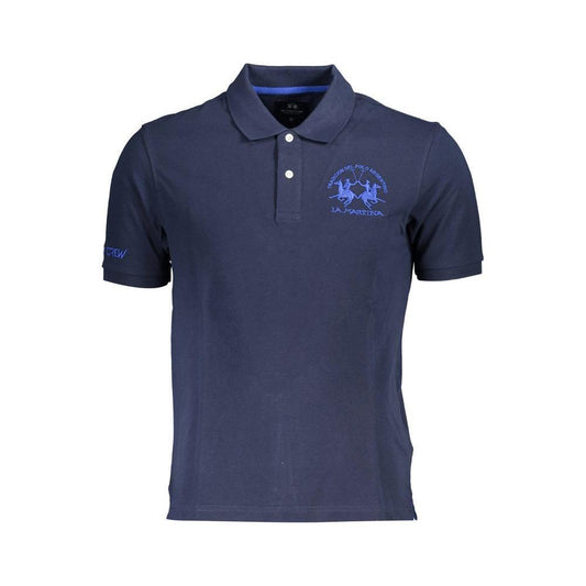 La Martina Blue Cotton Men Polo Shirt
