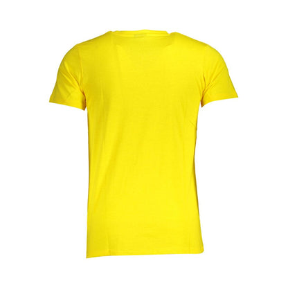 Back view of Norway 1963 Yellow Cotton Men T-Shirt showcasing vibrant color and sleek design.