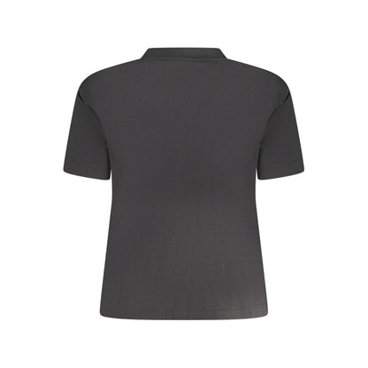 Back view of Calvin Klein Black Cotton Women T-Shirt, showcasing the sleek design and pure cotton fabric for comfort and style.