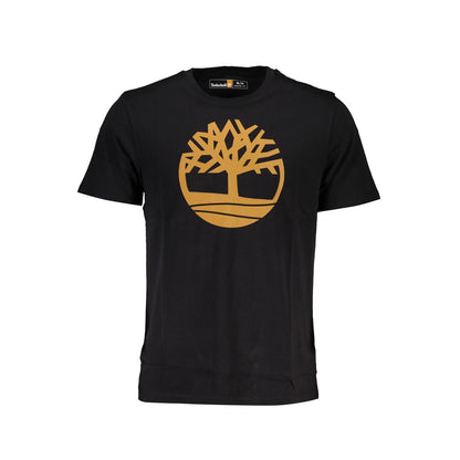 Timberland Black Cotton T-Shirt, short sleeve, crew neck, regular fit, organic cotton with printed logo