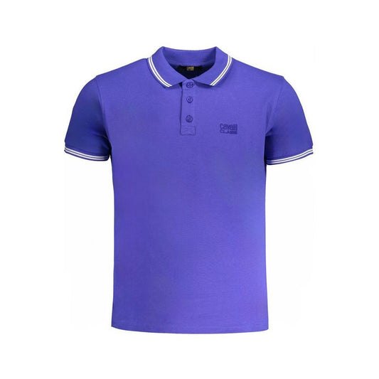 Cavalli Class Blue Cotton Polo Shirt