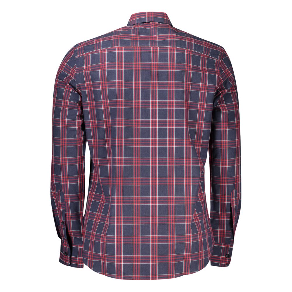 North Sails Blue Cotton Men Shirt with tartan pattern, back view