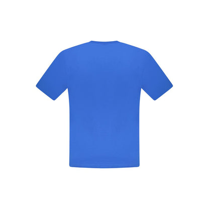 North Sails Blue Cotton Men T-Shirt with crew neck and short sleeves in vibrant blue hue, showcasing comfort and style for casual wear.