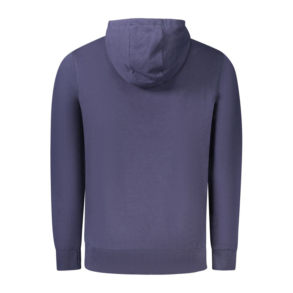 Back view of North Sails Blue Cotton Men Sweater with hood.