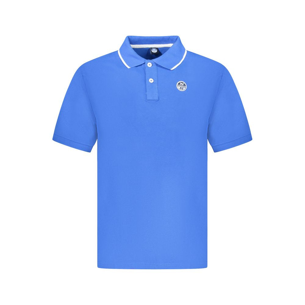 North Sails Blue Cotton Men Polo Shirt with logo and 2-button placket, showcasing elegance and sophistication for versatile style.