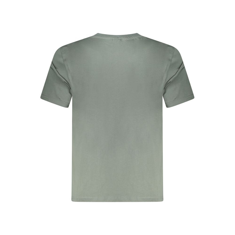 Back view of North Sails Green Cotton Men T-Shirt featuring short sleeves and crew neck design for casual wear.