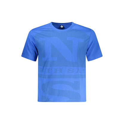 North Sails Blue Cotton Men T-Shirt with iconic print and crew neck.