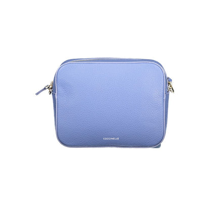 Coccinelle Light Blue Leather Women Handbag with adjustable strap and signature logo, showcasing Italian craftsmanship.
