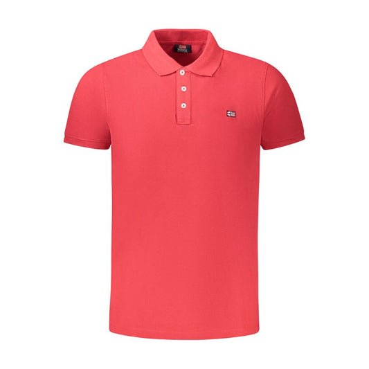 Norway 1963 Red Cotton Polo Shirt with short sleeves and 3-button design, featuring logo application on the front.