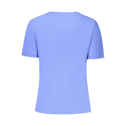 Back view of North Sails Blue Cotton Women T-Shirt with short sleeves and wide neck.