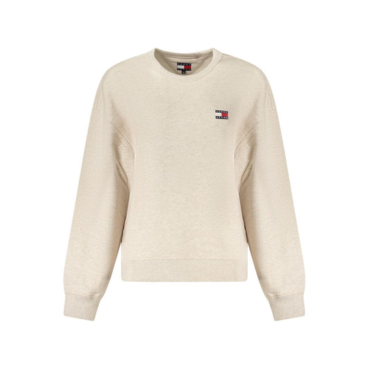 Tommy Hilfiger Beige Cotton Women Sweater with long sleeves and iconic embroidery.