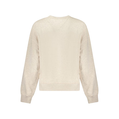 Tommy Hilfiger Beige Cotton Women Sweater, back view, showcasing soft brushed finish and crew neck design.