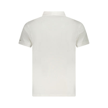 Back view of Trussardi White Cotton Men Polo Shirt showcasing timeless elegance and iconic logo print.