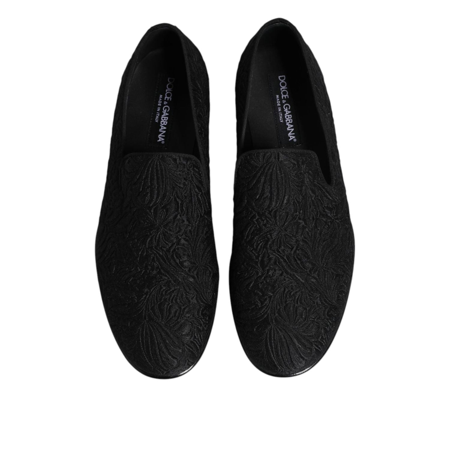Dolce & Gabbana Black Jacquard Slip On Loafers Formal Shoes