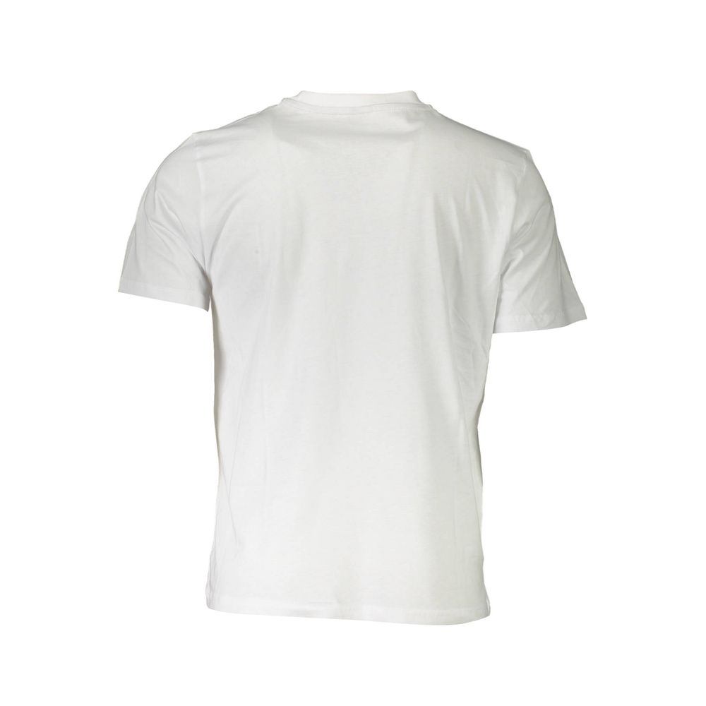 Back view of North Sails White Cotton Men T-Shirt showcasing classic design and craftsmanship.
