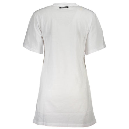 Back view of Cavalli Class White Cotton Women T-Shirt, showcasing short sleeves and sleek design, perfect for a stylish, comfortable fit.