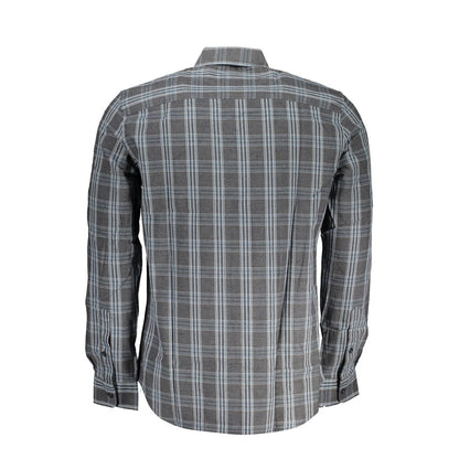 Back view of North Sails Brown Cotton Men Shirt with checked pattern