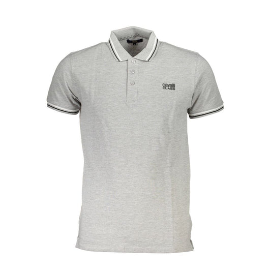 Cavalli Class Brown Cotton Men Polo Shirt with iconic logo and three-button placket, offering contemporary luxury and sophistication.