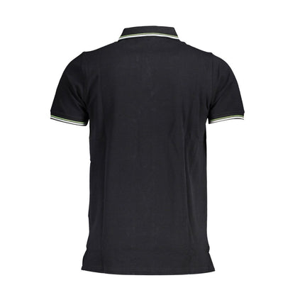 Back view of Norway 1963 Black Cotton Men Polo Shirt showcasing contrasting details.
