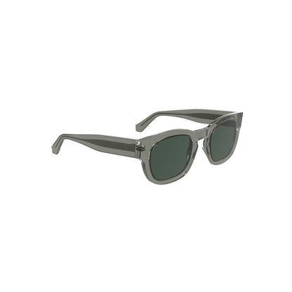 Calvin Klein Gray Acetate Women Sunglasses with smoky lenses and round design, featuring 50mm lens width, 21mm bridge, and 140mm temples.