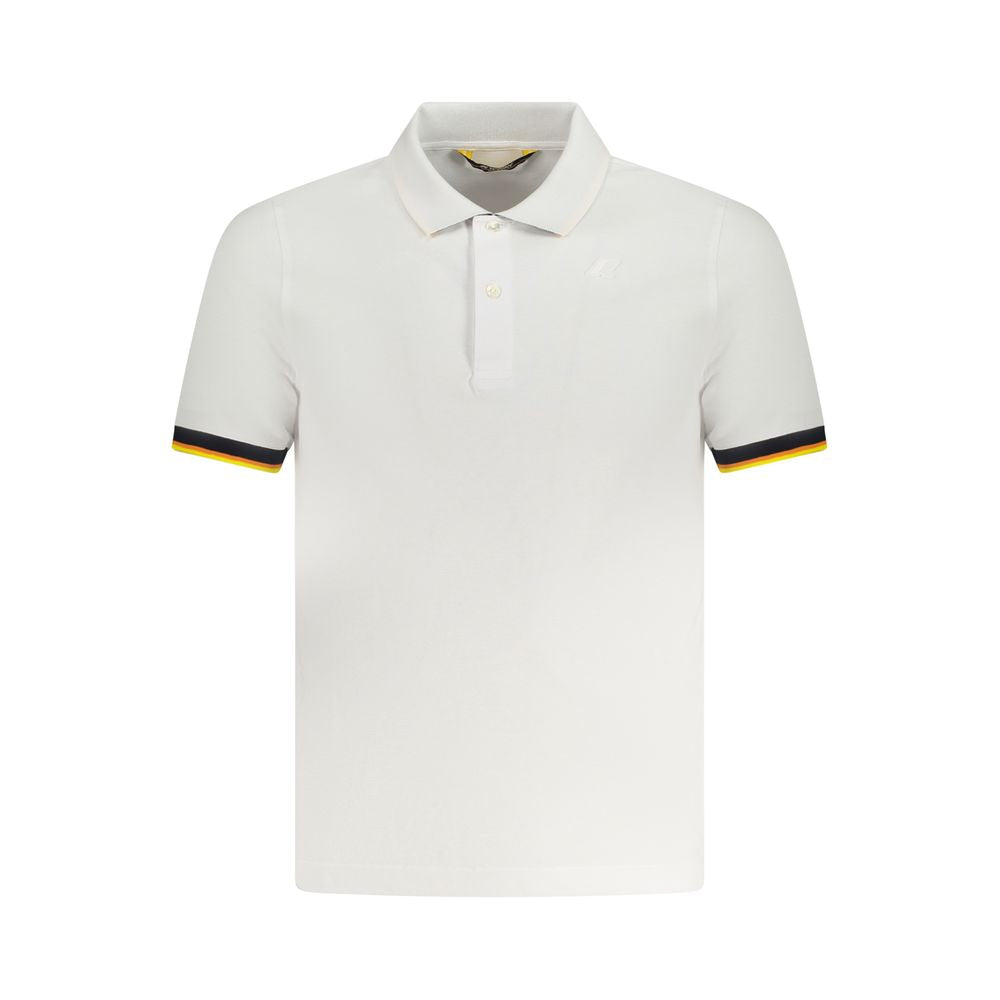 K-WAY White Cotton Polo Shirt with short sleeves, two buttons, contrasting details, and logo application.