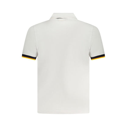 K-WAY White Cotton Polo Shirt with short sleeves, 2 buttons, contrasting details, and logo application, rear view.